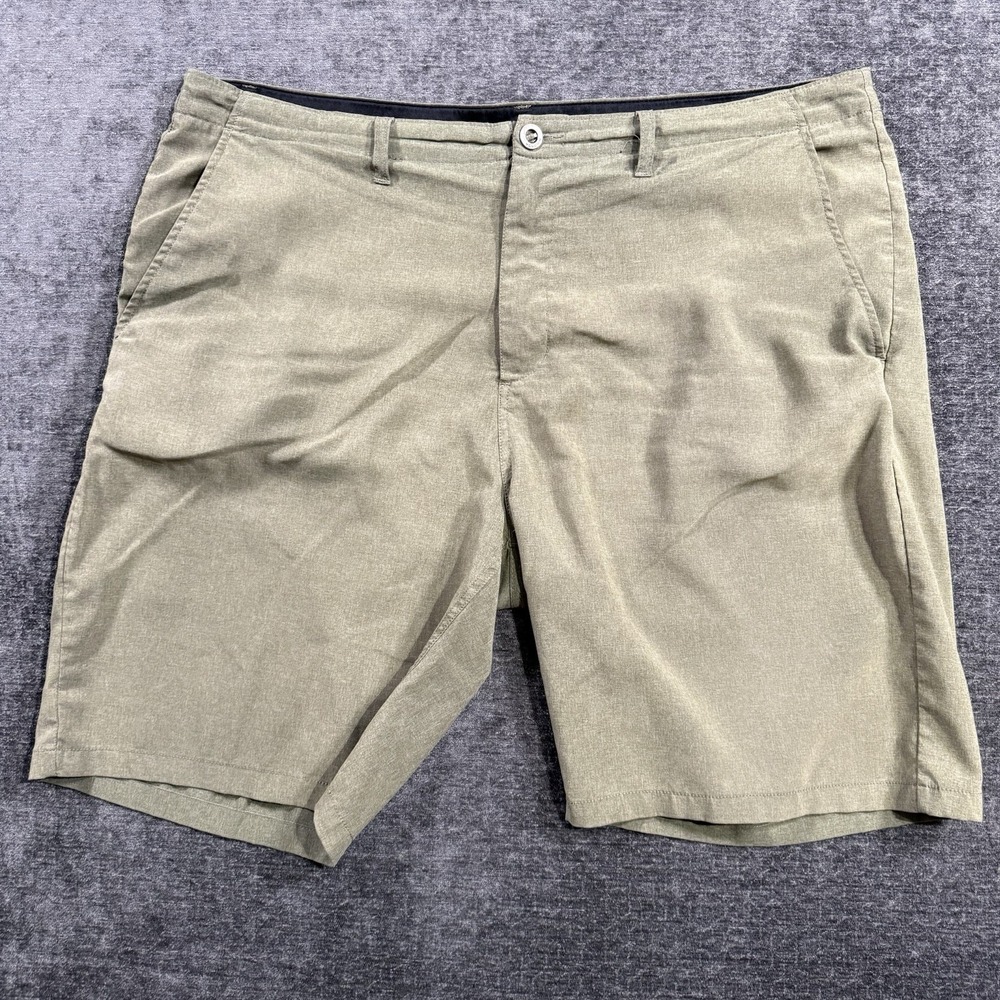 Volcom Shorts Mens 40 Green Chino Flat Front Stretch Casual Logo Pockets Summer